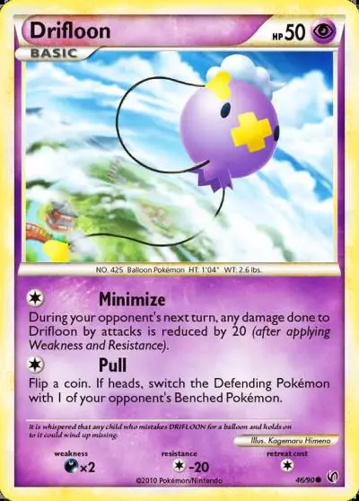 Drifloon 46/90 HS—Undaunted Pokemon card