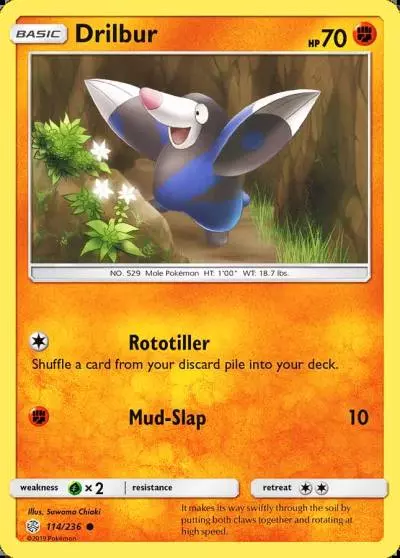Drilbur 114/236 Cosmic Eclipse Pokemon card