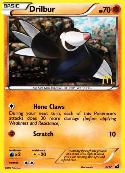 Drilbur 8/12 McDonald's Collection 2012 Pokemon card