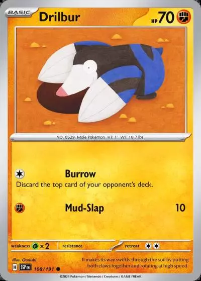 Drilbur 108/191 Surging Sparks Pokemon card