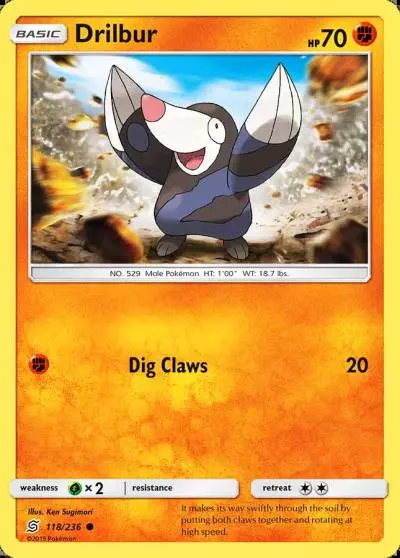 Drilbur 118/236 Unified Minds Pokemon card