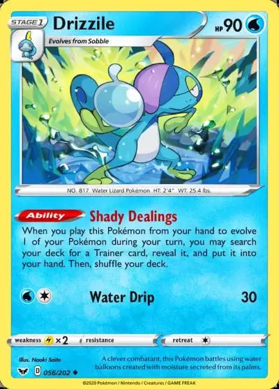 Drizzile 56/202 Sword & Shield Pokemon card