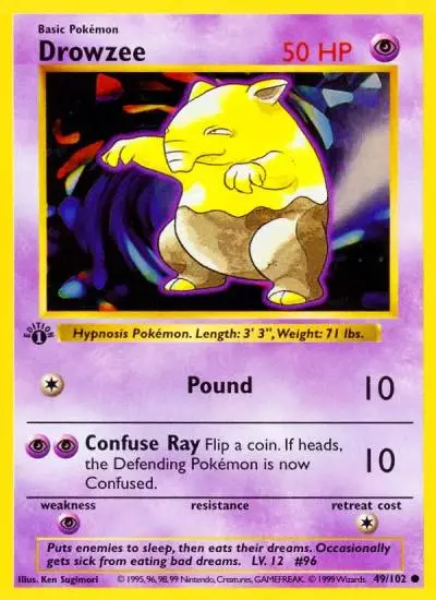 Drowzee 49/102 Base Pokemon card