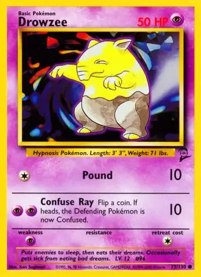 Drowzee 73/130 Base Set 2 Pokemon card