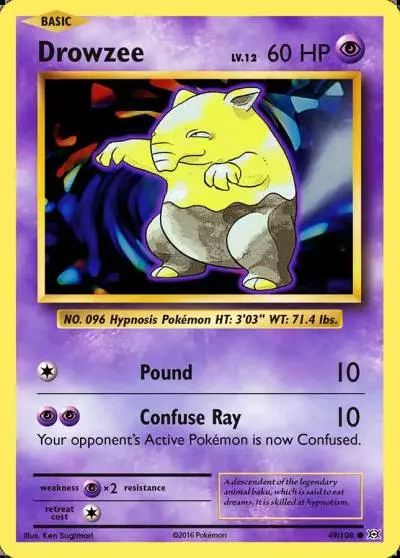 Drowzee 49/108 Evolutions Pokemon card