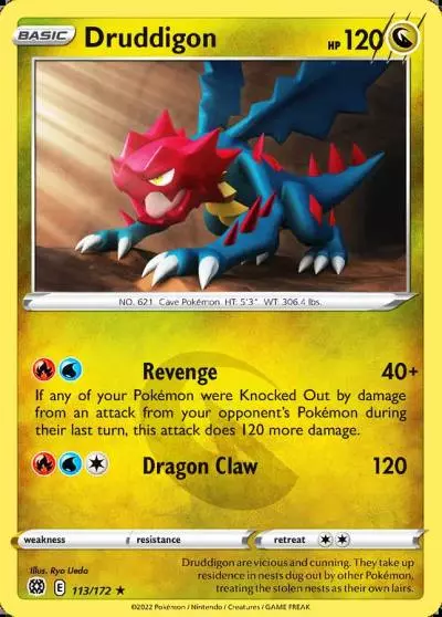 Druddigon 113/172 Brilliant Stars Pokemon card