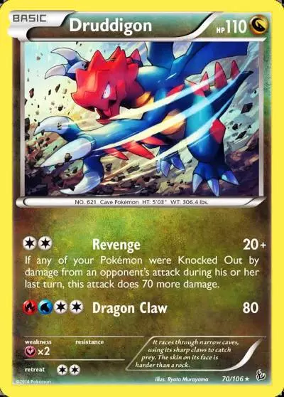 Druddigon 70/106 Flashfire Pokemon card
