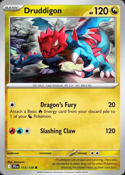 Druddigon 115/159 Journey Together Pokemon card