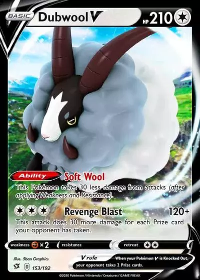 Dubwool V 153/192 Rebel Clash Pokemon card