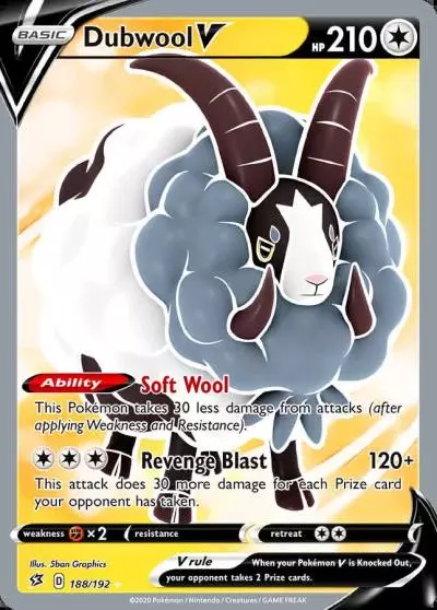 Dubwool V 188/192 Rebel Clash Pokemon card