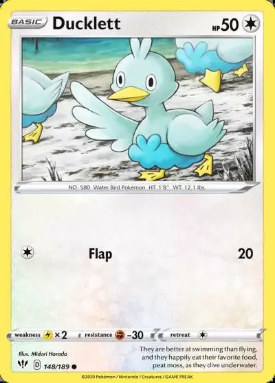 Ducklett 148/189 Darkness Ablaze Pokemon card
