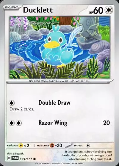Ducklett 139/167 Twilight Masquerade Pokemon card