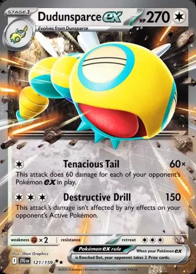 Dudunsparce ex 121/159 Journey Together Pokemon card