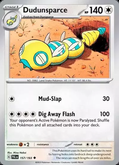 Dudunsparce 157/193 Paldea Evolved Pokemon card