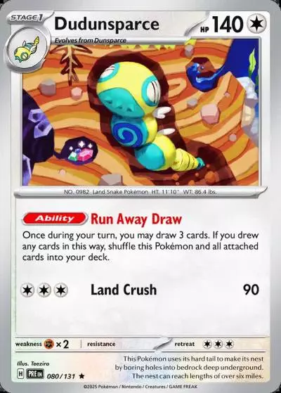Dudunsparce 80/131 Prismatic Evolutions Pokemon card