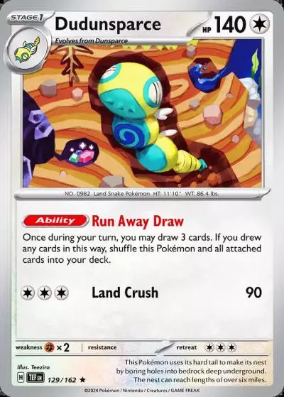 Dudunsparce 129/162 Temporal Forces Pokemon card