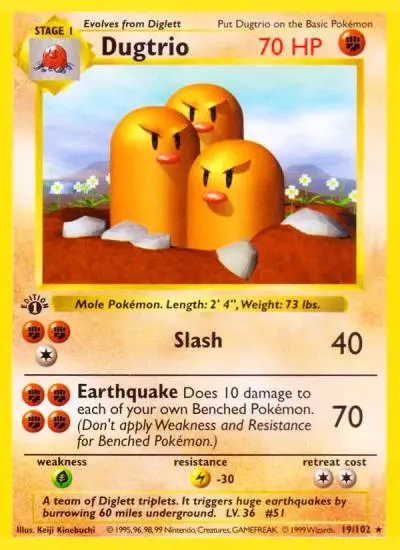 Dugtrio 19/102 Base Pokemon card