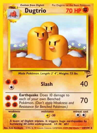 Dugtrio 23/130 Base Set 2 Pokemon card