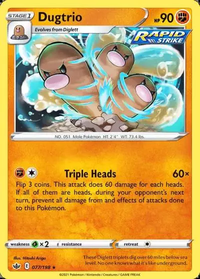 Dugtrio 77/198 Chilling Reign Pokemon card