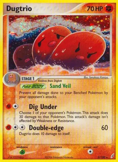 Dugtrio 5/100 Crystal Guardians Pokemon card