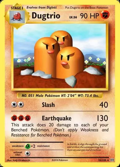 Dugtrio 56/108 Evolutions Pokemon card