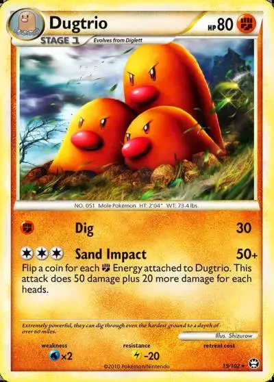 Dugtrio 19/102 HS—Triumphant Pokemon card