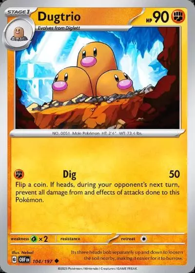Dugtrio 104/197 Obsidian Flames Pokemon card