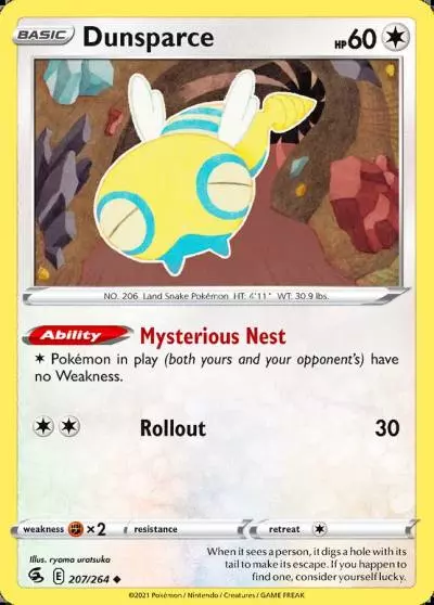 Dunsparce 207/264 Fusion Strike Pokemon card
