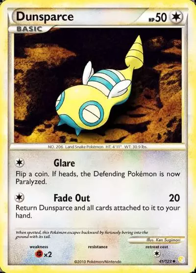 Dunsparce 41/123 HeartGold & SoulSilver Pokemon card