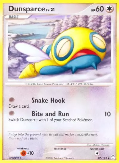 Dunsparce 47/123 Mysterious Treasures Pokemon card