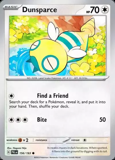Dunsparce 156/193 Paldea Evolved Pokemon card