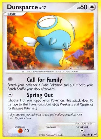 Dunsparce 73/127 Platinum Pokemon card