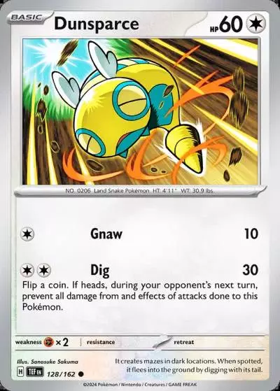 Dunsparce 128/162 Temporal Forces Pokemon card