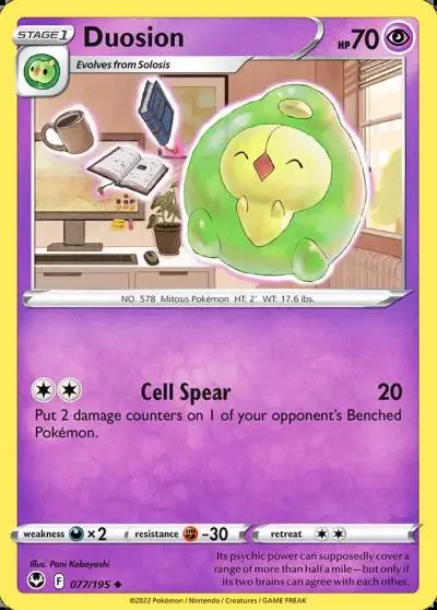 Duosion 77/195 Silver Tempest Pokemon card