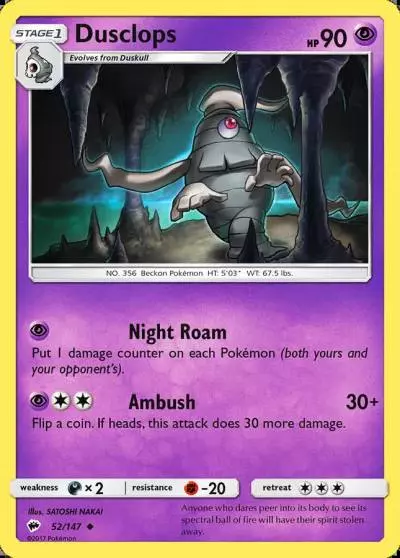 Dusclops 52/147 Burning Shadows Pokemon card
