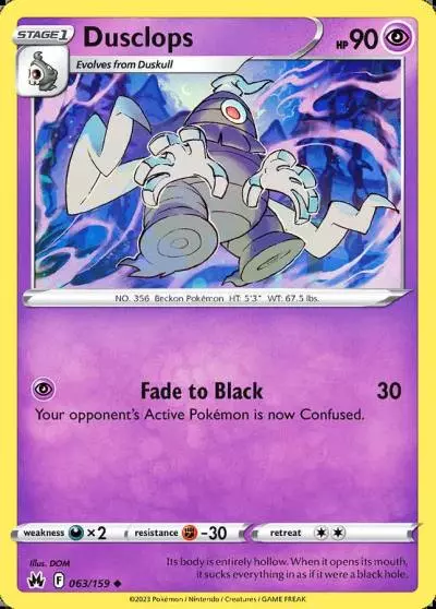 Dusclops 63/159 Crown Zenith Pokemon card