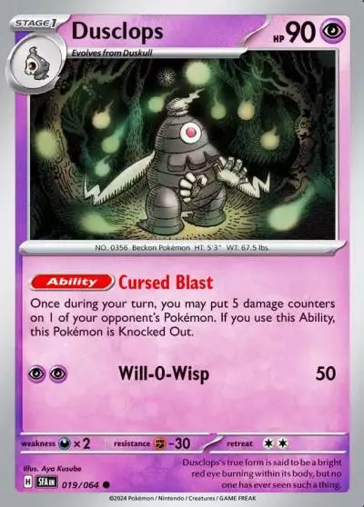Dusclops 19/64 Shrouded Fable Pokemon card