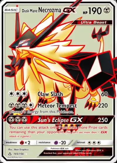 Dusk Mane Necrozma-GX 145/156 Ultra Prism Pokemon card