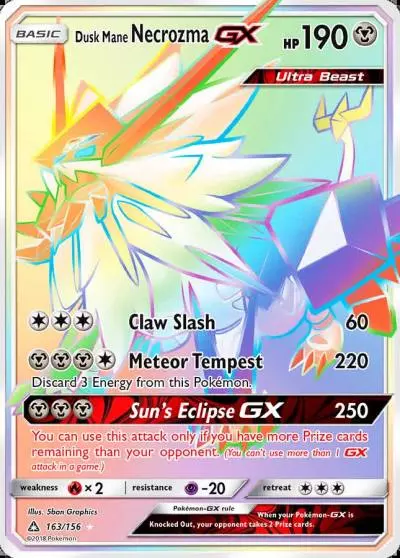 Dusk Mane Necrozma-GX 163/156 Ultra Prism Pokemon card
