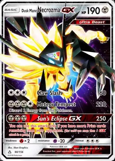 Dusk Mane Necrozma-GX 90/156 Ultra Prism Pokemon card