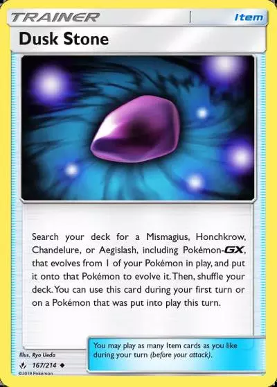Dusk Stone 167/214 Unbroken Bonds Pokemon card