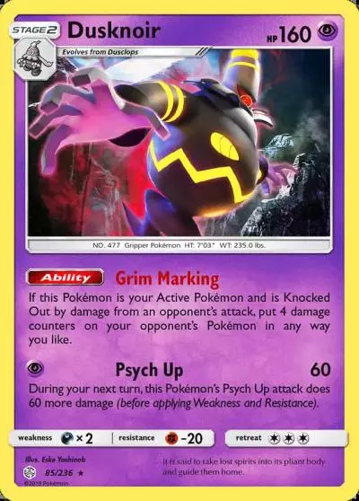 Dusknoir 85/236 Cosmic Eclipse Pokemon card