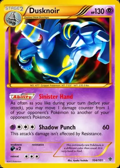 Dusknoir 104/101 Plasma Blast Pokemon card