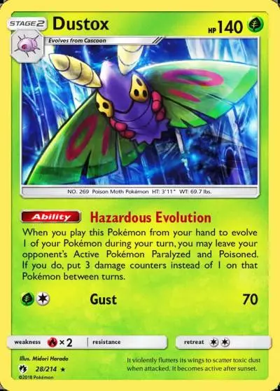 Dustox 28/214 Lost Thunder Pokemon card