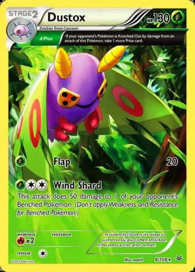 Dustox 8/108 Roaring Skies Pokemon card
