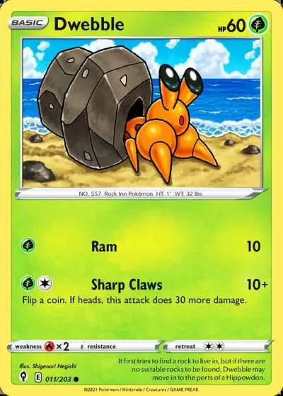 Dwebble 11/203 Evolving Skies Pokemon card