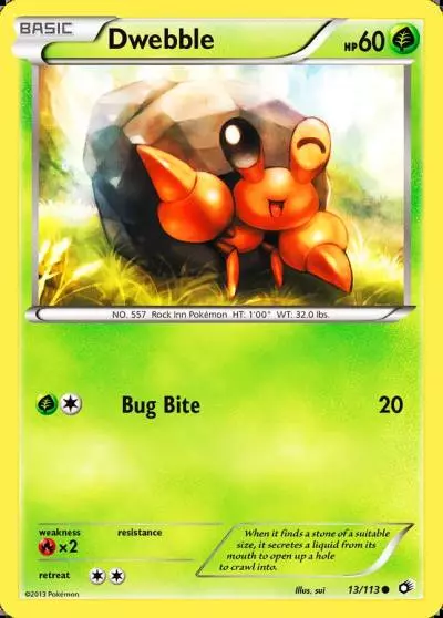 Dwebble 13/113 Legendary Treasures Pokemon card
