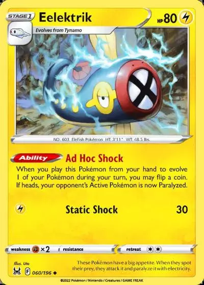 Eelektrik 60/196 Lost Origin Pokemon card