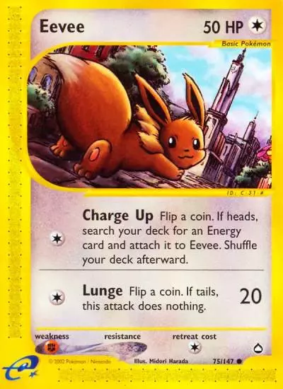 Eevee 75/147 Aquapolis Pokemon card