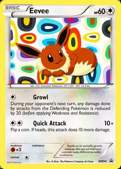 Eevee BW94/101 BW Black Star Promos Pokemon card